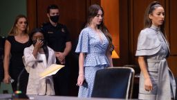 WASHINGTON, DC - SEPTEMBER 15: US Olympic gymnasts (L-R) Simone Biles, McKayla Maroney, Aly Raisman and Maggie Nichols arrive to testify during a Senate Judiciary hearing about the Inspector General's report on the FBI handling of the Larry Nassar investigation of sexual abuse of Olympic gymnasts, on Capitol Hill, September 15, 2021, in Washington, DC. (Photo by Saul Loeb/Pool/Getty Images)