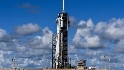 The SpaceX Falcon 9 rocket and Crew Dragon is seen sitting on launch Pad 39A at NASAs Kennedy Space Center as it is prepared for the first completely private mission to fly into orbit in Cape Canaveral, Florida on September 15, 2021.