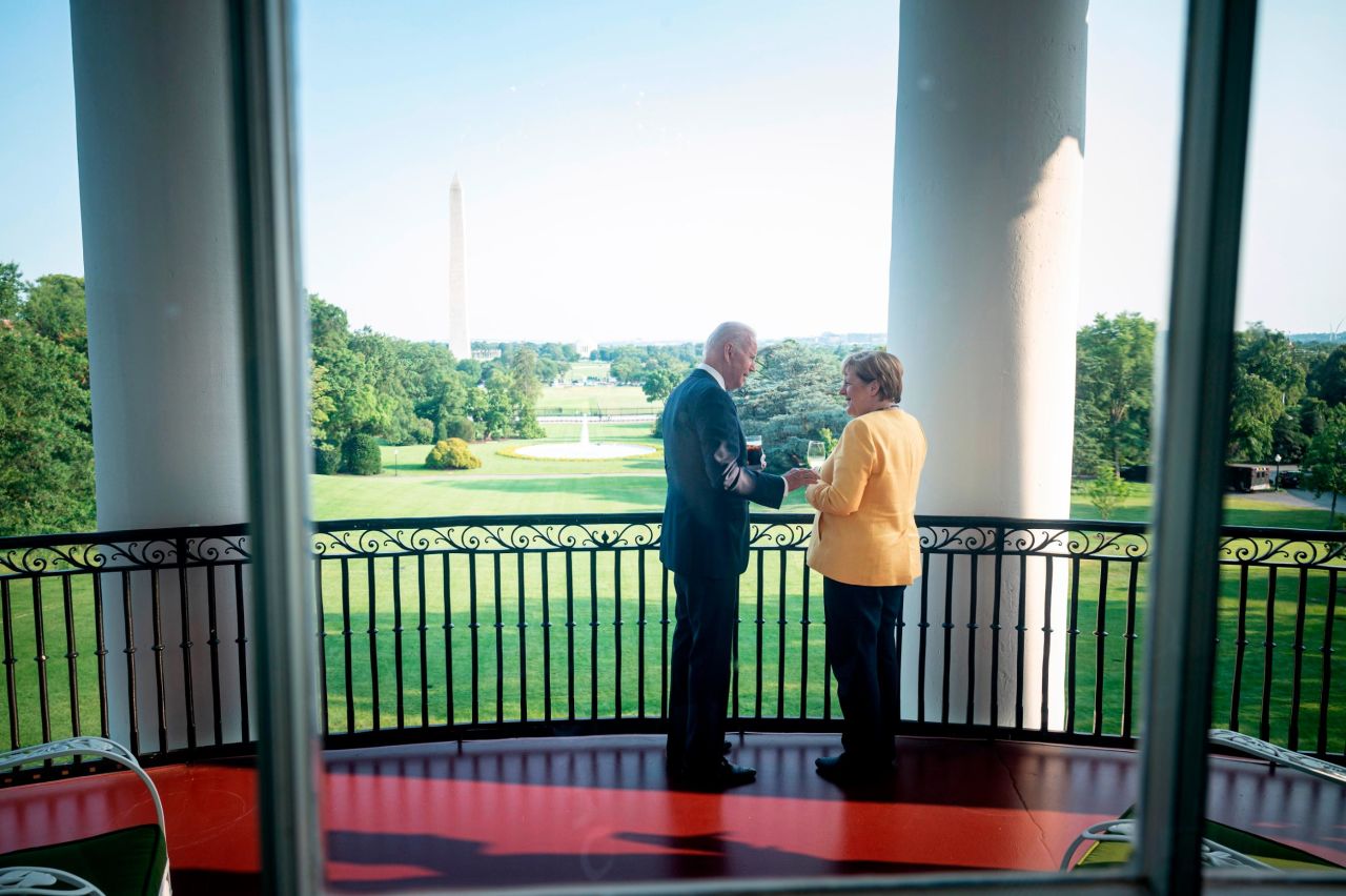 Merkel meets with US President Joe Biden at the White House in July 2021.