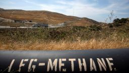 A pipeline that moves methane gas from the Frank R. Bowerman landfill to an onsite power plant is shown in Irvine, California, on June 15, 2021. REUTERS/Mike Blake/File Photo