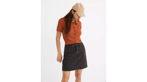 Curvy Rigid Denim High-Waist Straight Mini Skirt in Berridge Wash