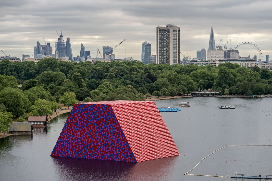 "The London Mastaba" on Serpentine Lake was a smaller version of Christo and Jeanne Claude's final, posthumous project, which will be built in Abu Dhabi.