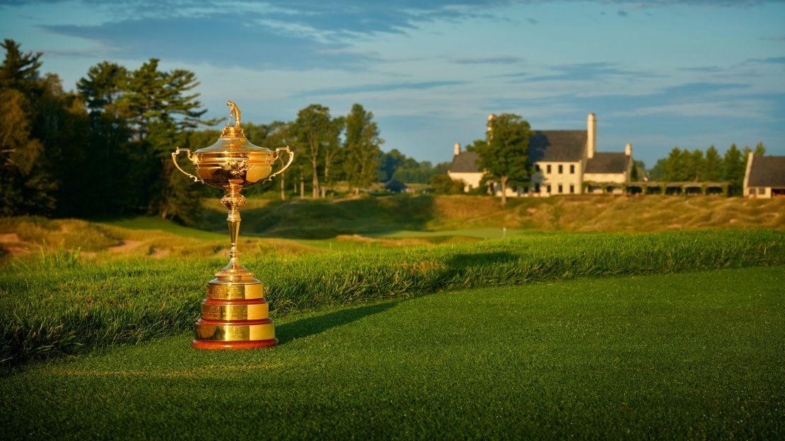 A view of the Ryder Cup Trophy at Whistling Straits Golf Course.