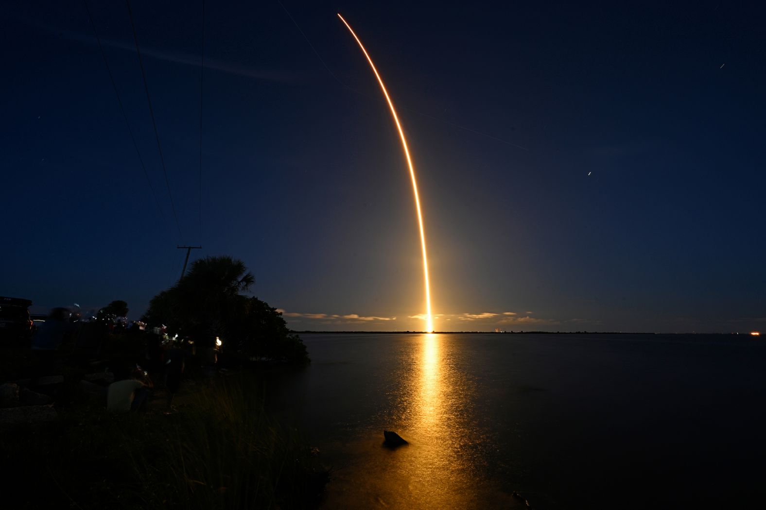 In this long-exposure photo, the Inspiration4 crew is seen launching into space.