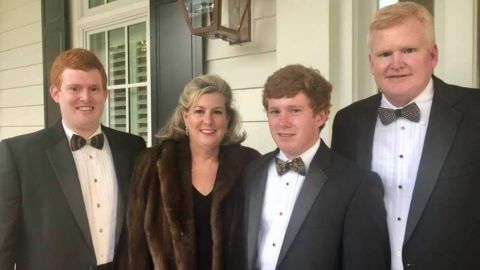 Alex Murdaugh poses with his wife, Maggie, and sons Buster, left, and Paul, second from right.