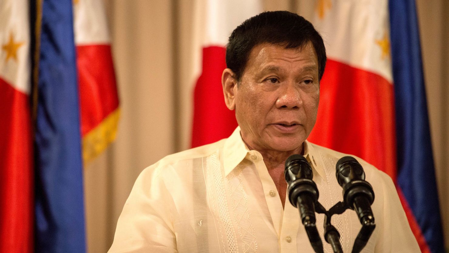 Philippine President Rodrigo Duterte at a news conference at the Malacanang Palace in Manila on January 12, 2017.