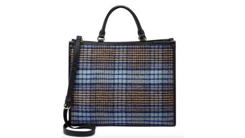 INC International Concepts Caitlinn Plaid Snake-Embossed Tote