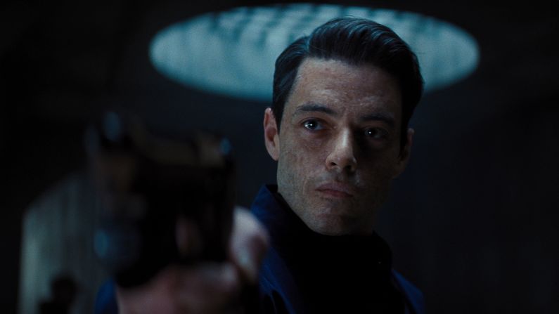 <strong>Safin's lair, "No Time To Die" (2021) -- </strong>What exactly will the new film hold? Details are scant, but we know that Bond's nemesis Safin was once a SPECTRE assassin and that his base is <a href="https://jamesbond.fandom.com/wiki/Safin" target="_blank" target="_blank">reportedly</a> a submarine pen located on an island. From the trailers we can see there's allusions to Adam in the grated circular spotlight behind Safin (pictured -- an even more direct homage to "<a href="https://blenderartists.org/uploads/default/original/4X/c/5/5/c55bafb2666398cf9885a3c83bccffd1e9a1b8fc.jpeg" target="_blank" target="_blank">Dr. No</a>" than Lamont's in "Casino Royale"), as well as the pitched submarine hangar Adam built for "The Spy Who Loved Me." There's lots of raw concrete and a distinctly Brutalist aesthetic.