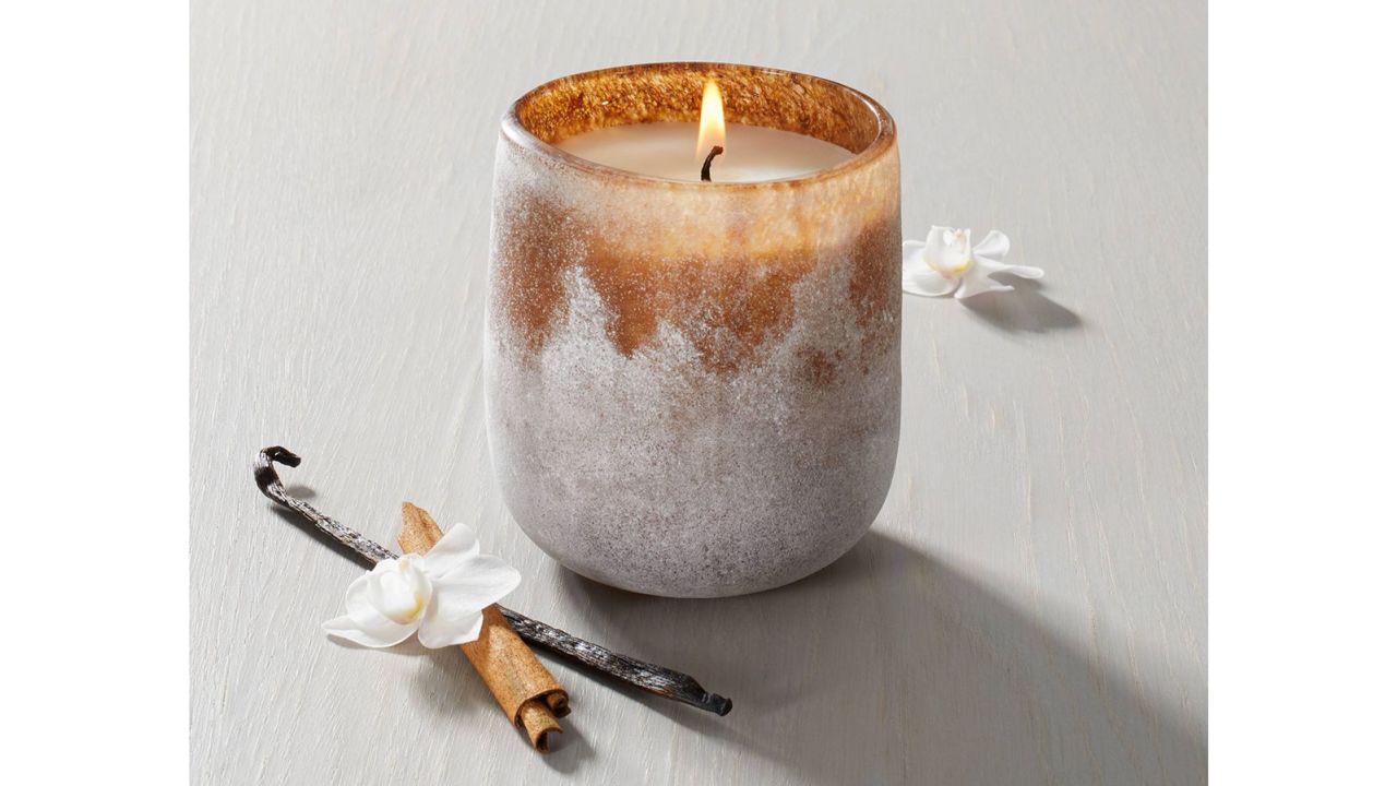 Hearth & Hand with Magnolia Harvest Spice Textured Glass Seasonal Candle