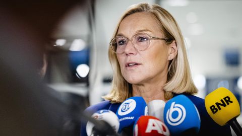 Outgoing Dutch Foreign Minister Sigrid Kaag speaks to the press as she resigns at the House of Representatives in the Hague, in the Netherlands, on September 16, 2021.