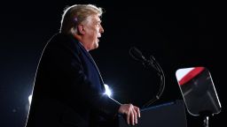 US President Donald Trump speaks during a rally in support of Republican incumbent senators Kelly Loeffler and David Perdue ahead of Senate runoff in Dalton, Georgia on January 4, 2021, a day after the release of a bombshell recording in which he pressures Georgia officials to overturn his November 3 election loss in the southern state. 