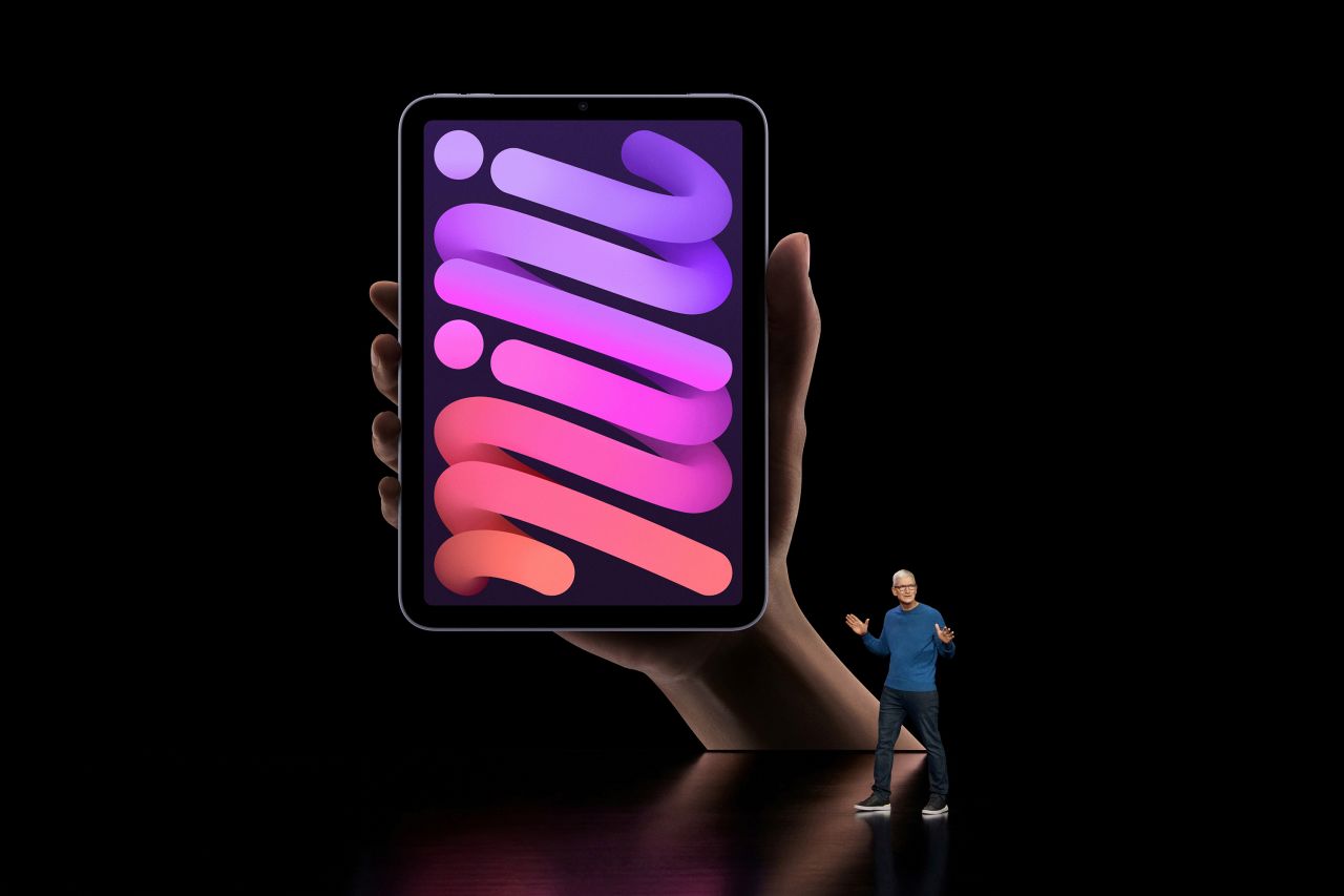 Apple CEO Tim Cook unveils the new iPad Mini during a <a href="https://www.cnn.com/2021/09/14/tech/apple-event-highlights/index.html" target="_blank">virtual media event</a> on Tuesday, September 14. Apple also unveiled four new iPhones and a new Apple Watch.