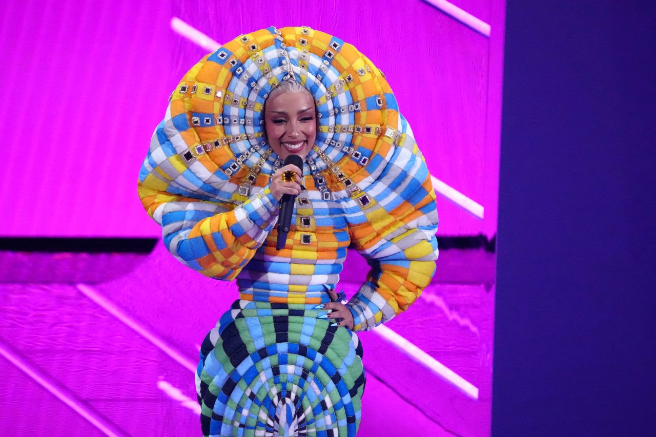Singer Doja Cat hosts the <a href="https://www.cnn.com/2021/09/13/entertainment/gallery/mtv-vmas-2021/index.html" target="_blank">MTV Video Music Awards</a> in New York on Sunday, September 12. She also performed and won Best Collaboration for the song "Kiss Me More" with SZA.