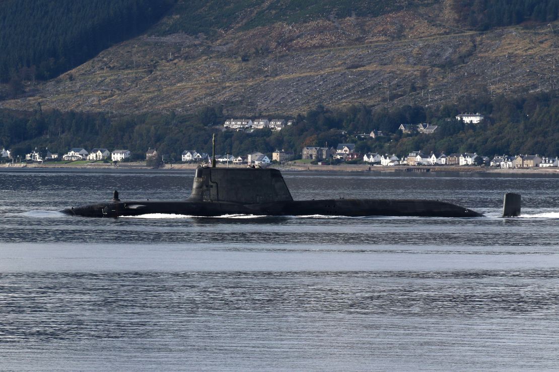 An Astute-class submarine operated by the UK's Royal Navy, heading down the Firth of Clyde, in September 2020.