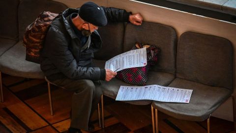 A man votes during the first day of the three-day election in Moscow on September 17.