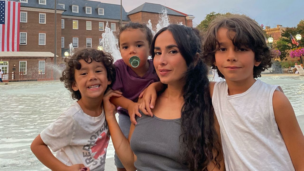 Hussain is an entrepreneur and the mother of three children, Sebastian, left, Reign, center, and Rome, right.