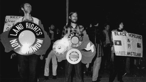 An anti-uranium demonstration at the Sydney Opera House on June 04, 1979.