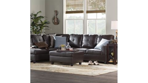Englehardt Faux Leather Sectional Sofa & Chaise with Ottoman