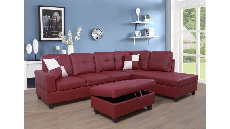 New Pu Leather Living Room Sectional Sofa Set in Black/White/Grey/Brown/Red 
