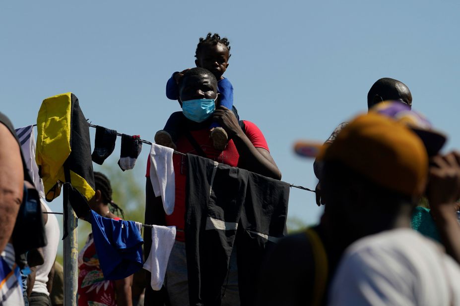 Migrants are seen in the makeshift camp in Del Rio on September 17.