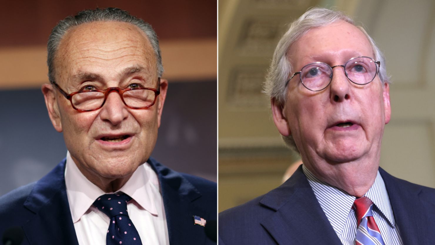 Senate Majority Leader Chuck Schumer, at left, and Senate Minority Leader Mitch McConnell, at right.