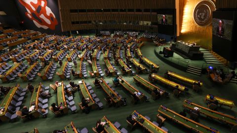 Inside the UN's General Assembly hall.