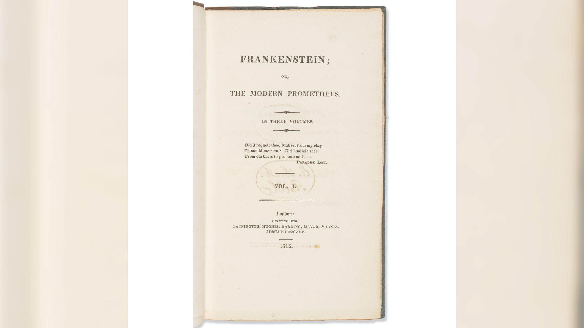 First edition copy of 'Frankenstein' sells for over $1 million at auction