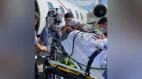 Intubated and sedated, Robby Walker is put on a flight from Florida to St. Francis Hospital in Connecticut.