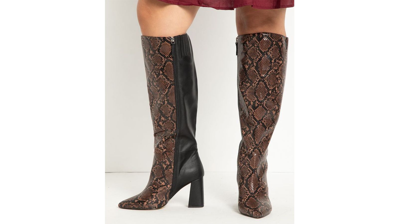 New Women's Fashion Dress Low Heel Zipper Mid Calf Knee High Boots 