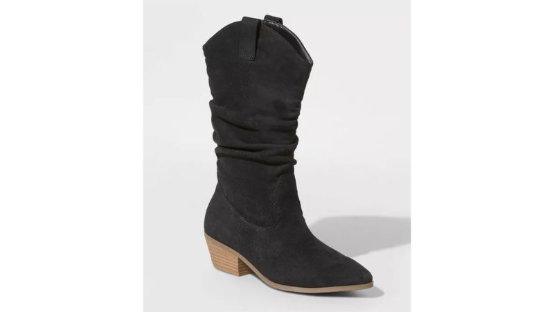 Black suede wide calf boots clearance women's