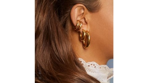 BaubleBar Dalilah Medium Silver Hoop Earrings
