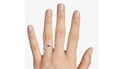 Blue Nile Baguette Ruby and Diamond Pavé Stacking Ring