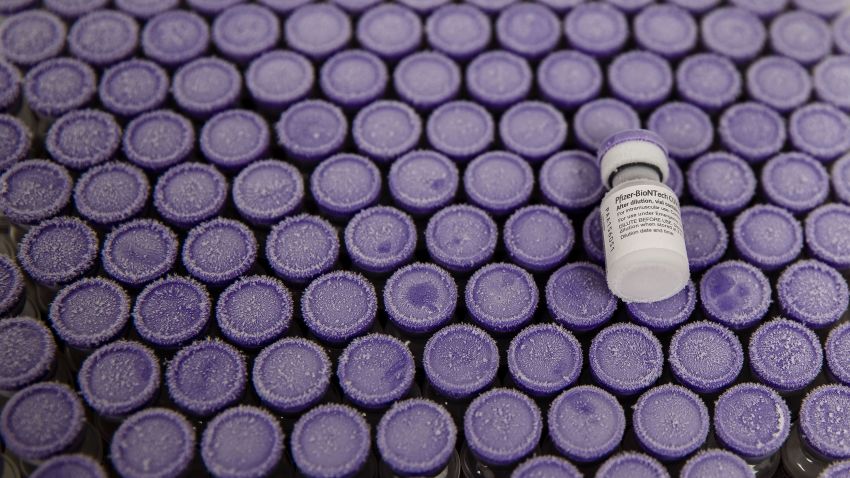 Pfizer's Covid-19 vaccine is pictured at Rady Children's Hospital before it's placed back in the refrigerator in San Diego, California on December 15, 2020. (Photo by ARIANA DREHSLER / AFP) (Photo by ARIANA DREHSLER/AFP via Getty Images)