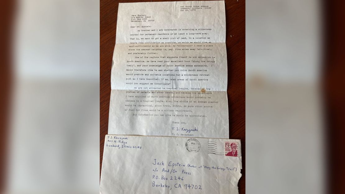 Letter asking for help with a "place to escape in South America." 