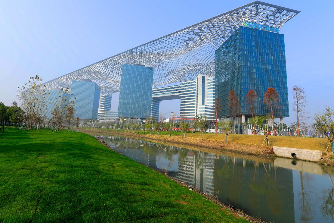 The G60 Science and Technology Cloud Gallery under construction in Songjiang Science and Technology City, Shanghai, China.