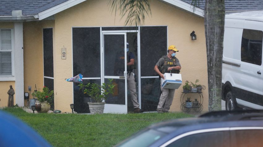 NORTH PORT, FL - SEPTEMBER 20: FBI agents begin to take away evidence from the family home of Brian Laundrie, who is a person of interest after his fiancé Gabby Petito went missing on September 20, 2021 in North Port, Florida. A body has been found by authorities in Wyoming that fits the description of Petito, who went missing while on a cross country trip with Laundrie. (Photo by Octavio Jones/Getty Images)