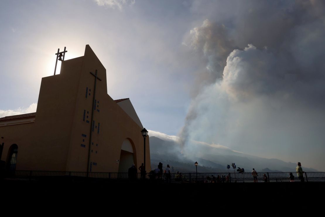 Smoke rises on Tuesday following the eruptions.