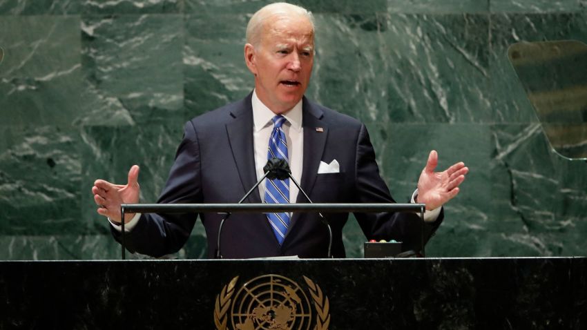 US President Joe Biden addresses the 76th Session of the UN General Assembly on September 21, 2021 in New York. (Photo by EDUARDO MUNOZ / POOL / AFP) (Photo by EDUARDO MUNOZ/POOL/AFP via Getty Images)