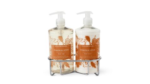 Set of 3 Williams Sonoma Pumpkin Spice soaps and hand lotion.