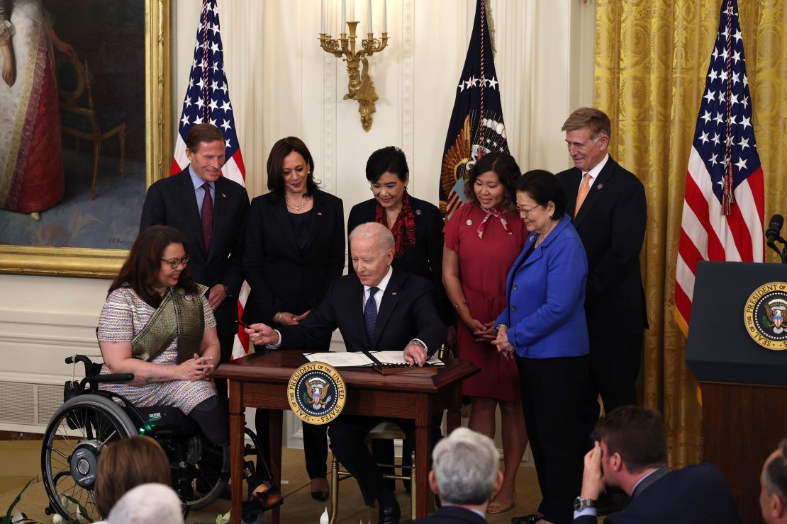 President Joe Biden during the signing of the Covid-19 Hate Crimes Act in May.