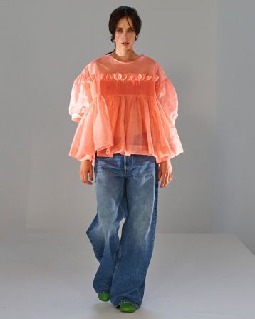 Molly Goddard released a collection of jeans to pair with her classic diaphanous tops.