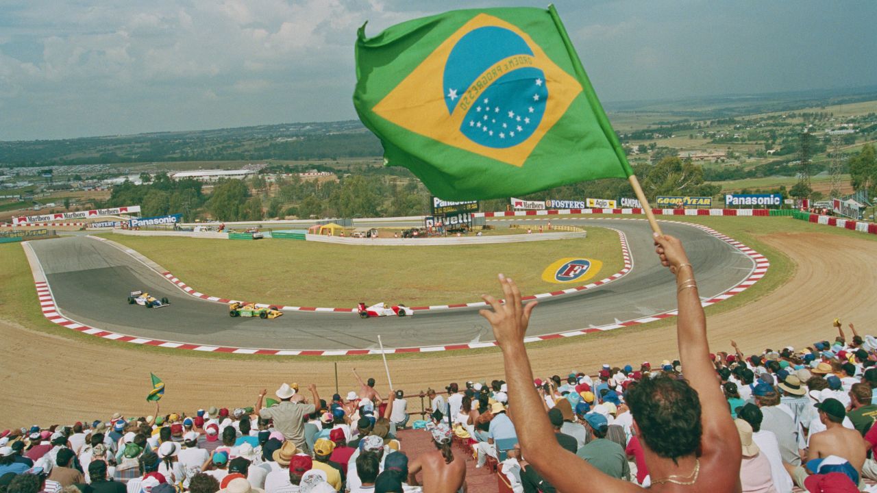 Brazil's Ayrton Senna at the South African Grand Prix at Kyalami in March 1993.