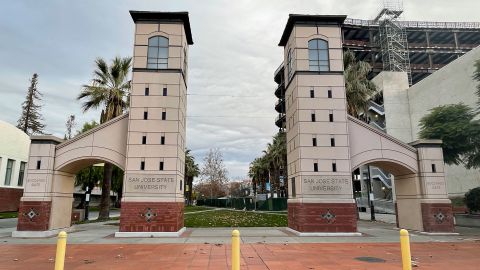 The entrance to San Jose State University is seen in December 2020.