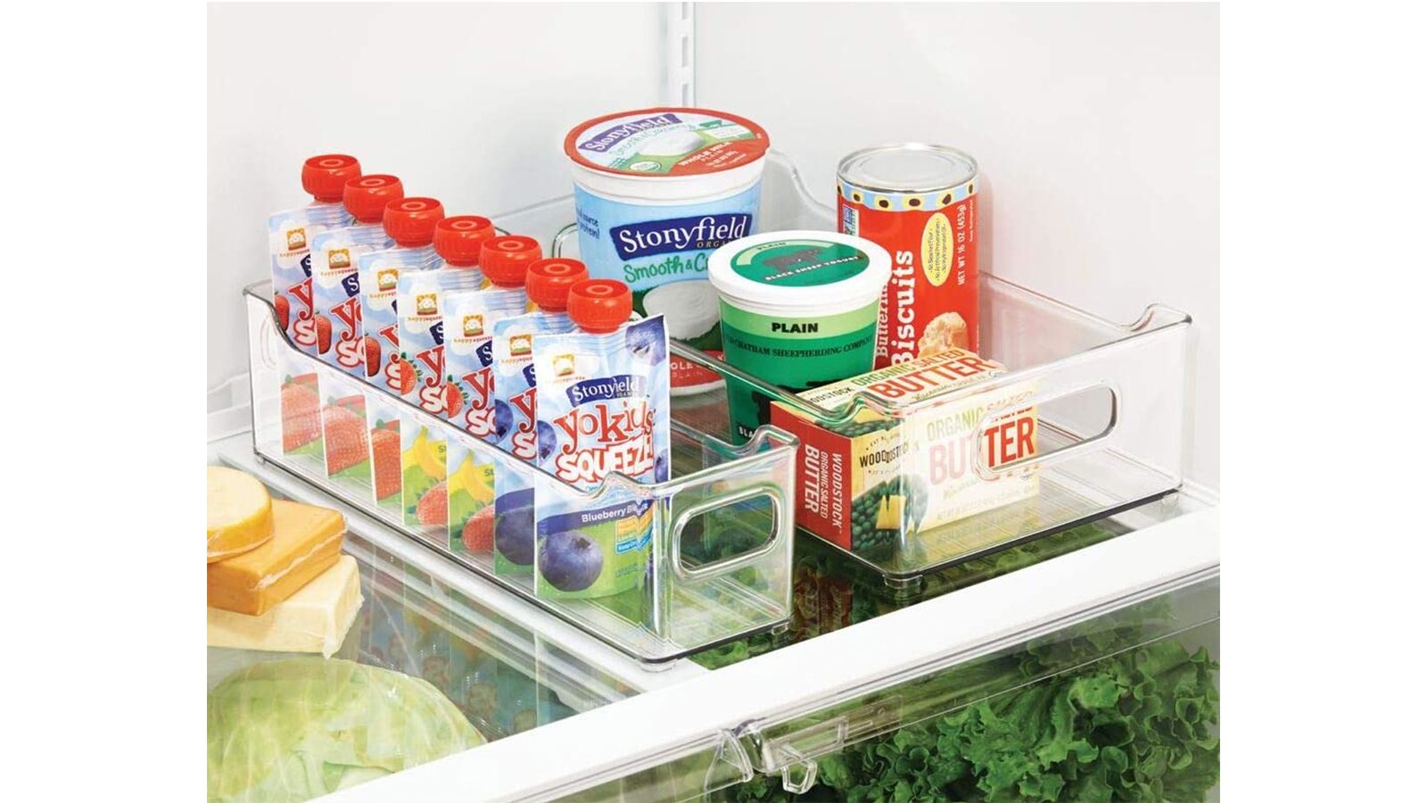 Kitchen Details 2 Pack Slim Refrigerator Storage Bins