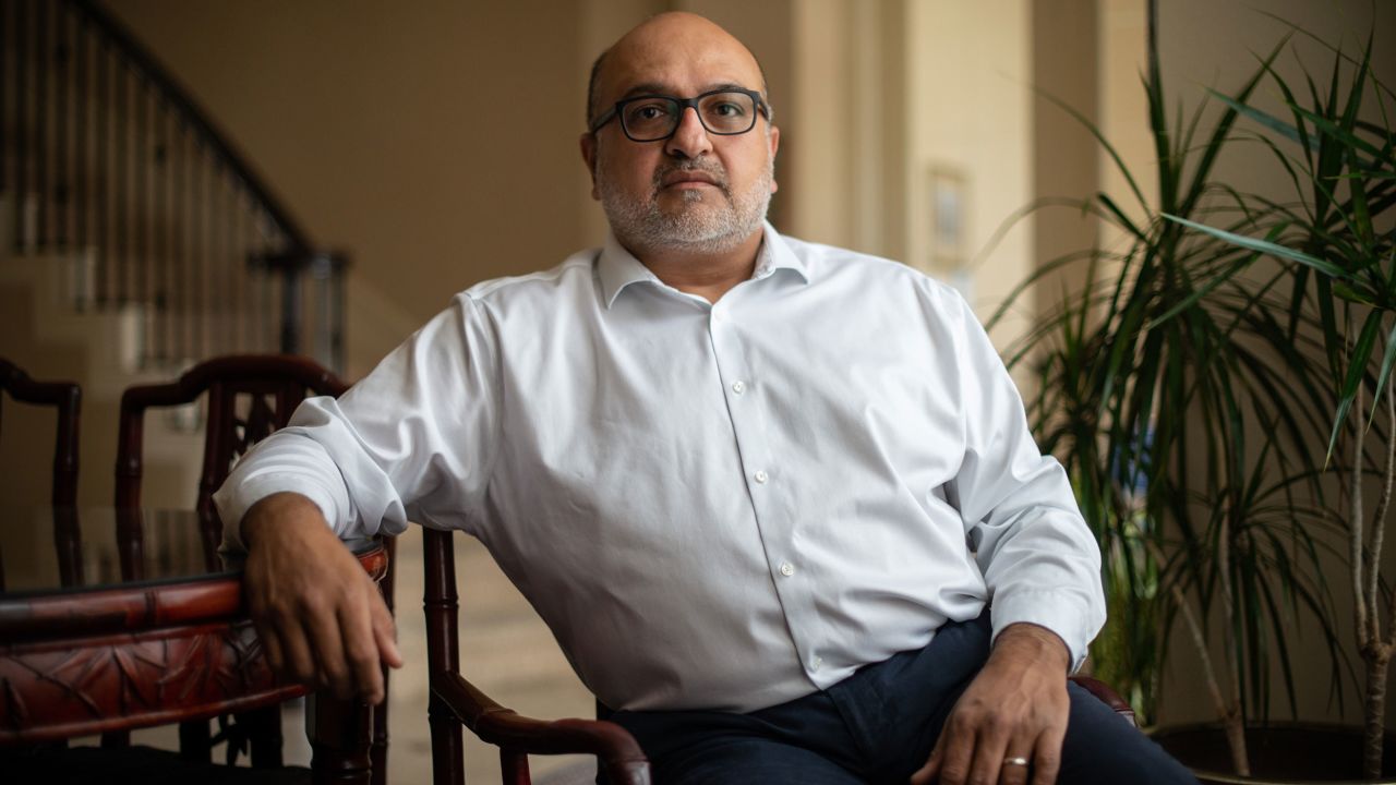 Dr. Hasan Gokal, who was fired after distributing 10 doses of Covid-19 vaccine left in an already-opened vial rather than letting them go to waste, at home in Sugar Land, Texas, February 9, 2021.