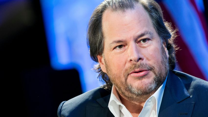 Marc Benioff, Chairman and co-CEO of Salesforce.com, Inc. (Salesforce) speaks during an event in Washington, D.C., on October 18, 2019.