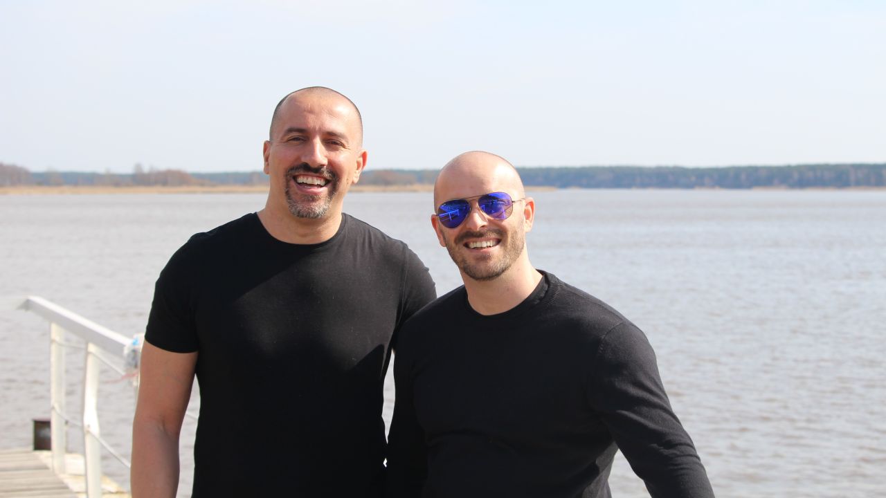 <strong>Global travelers:</strong> Miguel Piñas Rodríguez (right) and Ignacio Nieto Carvajal (left) are a couple who travel the world together and work remotely along the way. Here they are in Riga, Latvia.