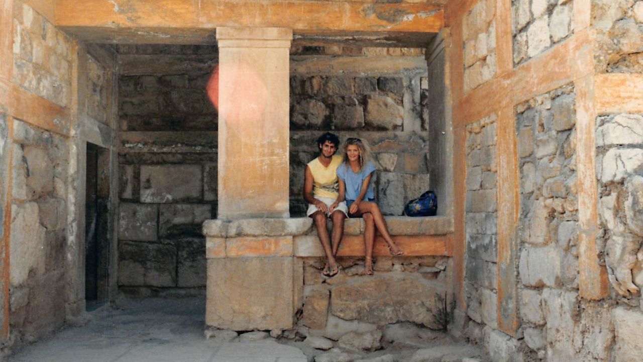 <strong>Crete, Greece: </strong>The couple stayed in touch, with Dorte going out to visit Greg in the US in 1984. Here they are on the Greek island of Crete in 1985.