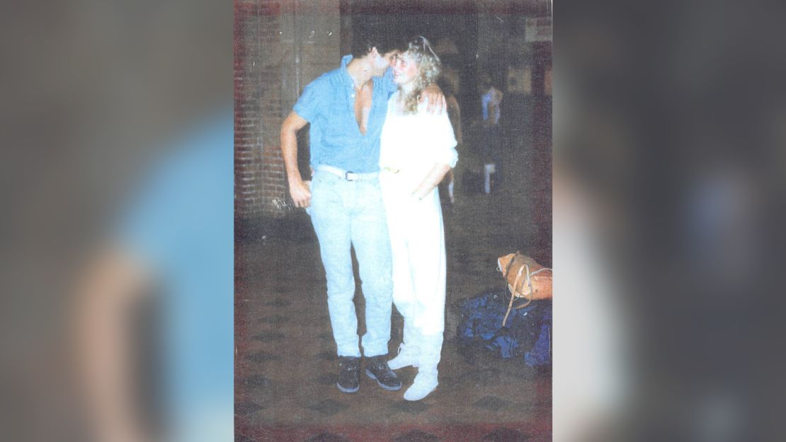 Greg and Dorte saying goodbye to one another at the train station in Copenhagen in 1983.