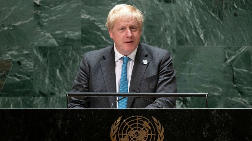 British Prime Minister Boris Johnson addresses the 76th session UN General Assembly on September 22, 2021, in New York. (Photo by EDUARDO MUNOZ / various sources / AFP) (Photo by EDUARDO MUNOZ/AFP via Getty Images)